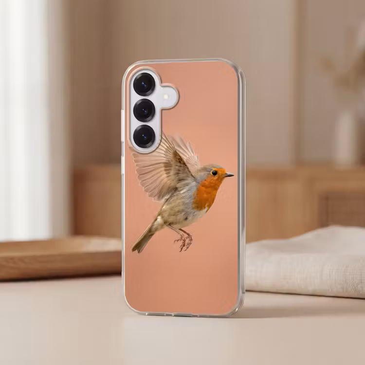 Roodborst - Natuur - Roze Telefoonhoesje Samsung Galaxy S26 klein -sfeer2