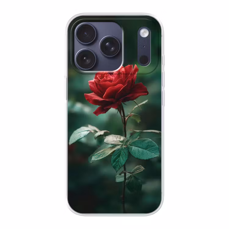 Roos - Bladeren - Dieprood Telefoonhoesje iPhone 17 Pro klein -3d