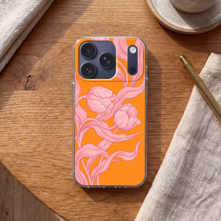 Telefoonhoesje - Roze bloemen - Modern - Roze bloemen - Modern Telefoonhoesje iPhone 17 Pro klein