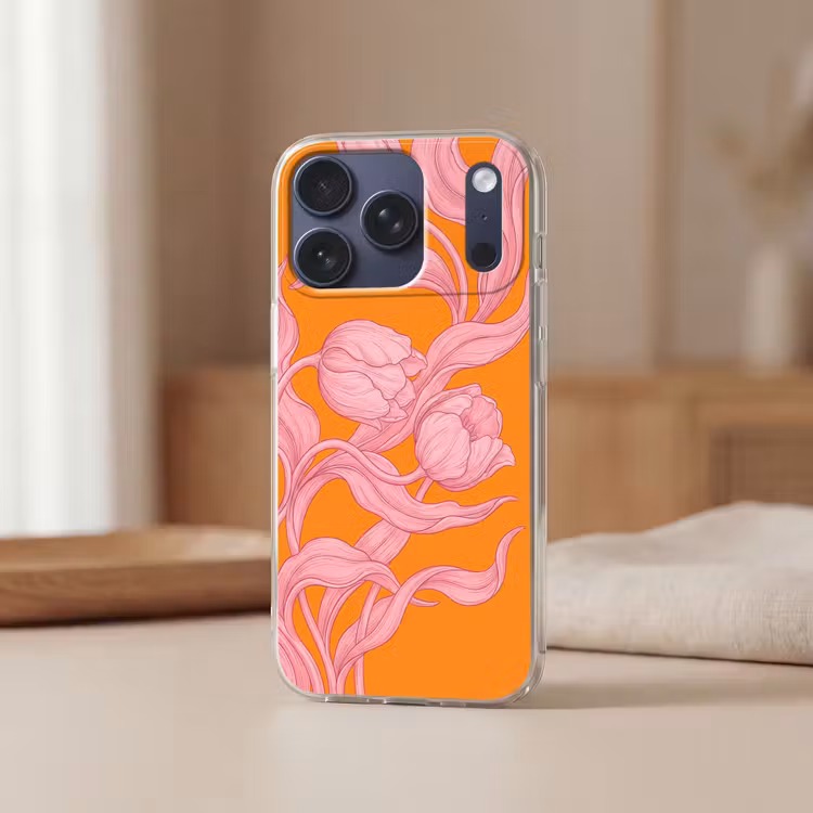 Telefoonhoesje - Roze bloemen - Modern - Roze bloemen - Modern Telefoonhoesje iPhone 17 Pro klein