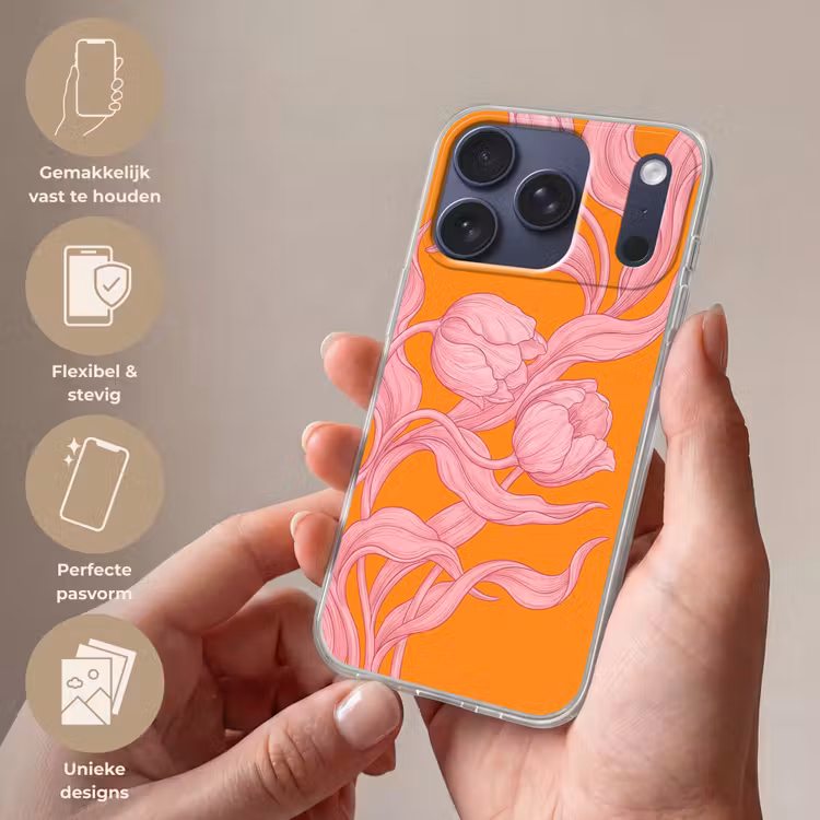 Telefoonhoesje - Roze bloemen - Modern - Roze bloemen - Modern Telefoonhoesje iPhone 17 Pro klein