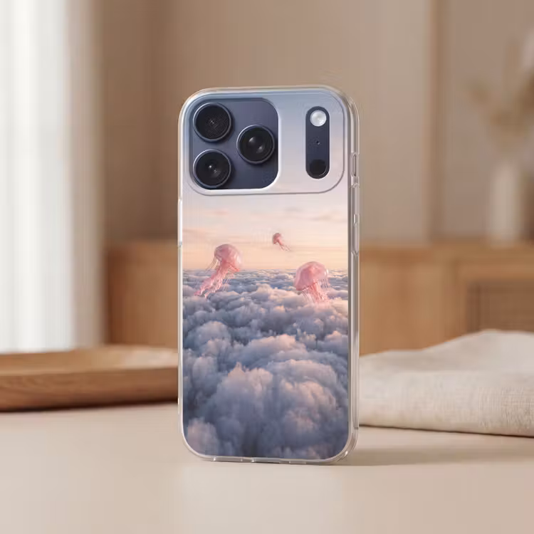 Telefoonhoesje - Roze dier - Wolken - Roze dier - Wolken Telefoonhoesje iPhone 17 Pro klein