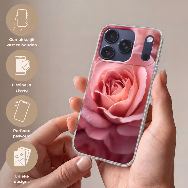 Roze - Roos - Romantisch Telefoonhoesje iPhone 17 Pro klein -sfeer3_NL