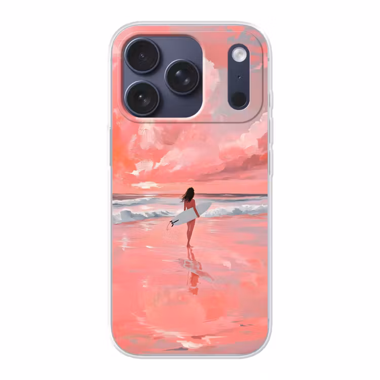 Roze - Surfen - Zee Telefoonhoesje iPhone 17 Pro klein -3d