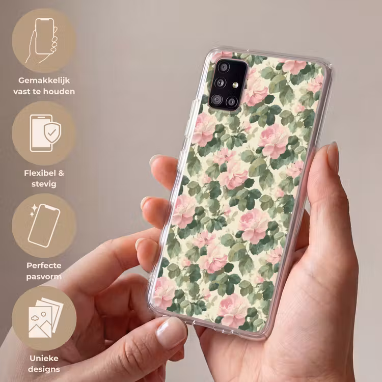 Rozen - Botanisch - Roze Telefoonhoesje Samsung Galaxy A51 5G klein 373 -sfeer3_NL
