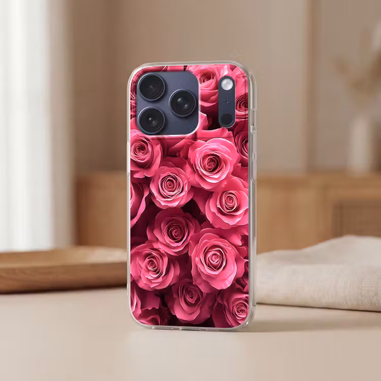 Rozen - Pink - Bloem Telefoonhoesje iPhone 17 Pro klein -sfeer2