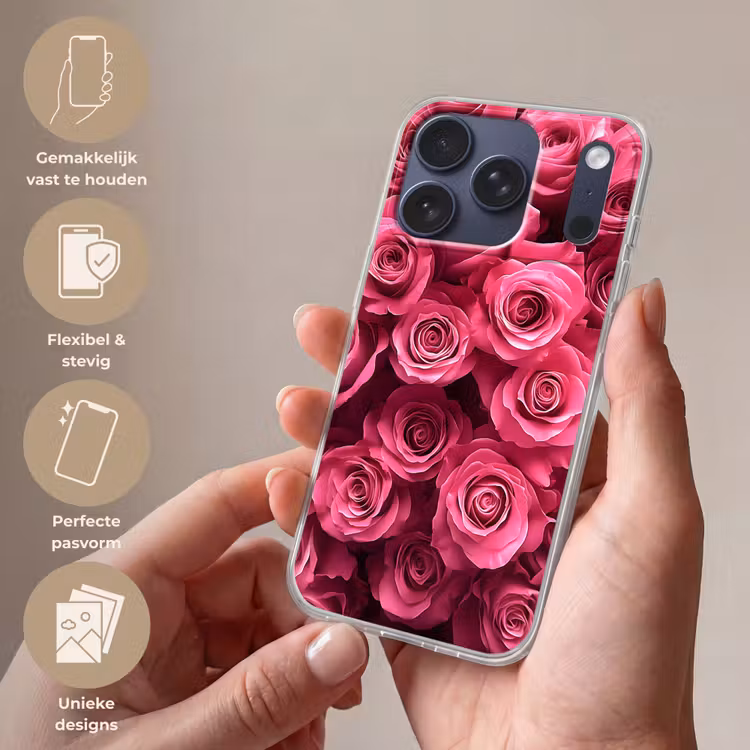 Rozen - Pink - Bloem Telefoonhoesje iPhone 17 Pro klein -sfeer3_NL