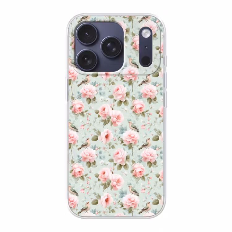 Rozen - Vogels - Pastel - Kleurrijk Telefoonhoesje iPhone 17 Pro klein 878 -3d