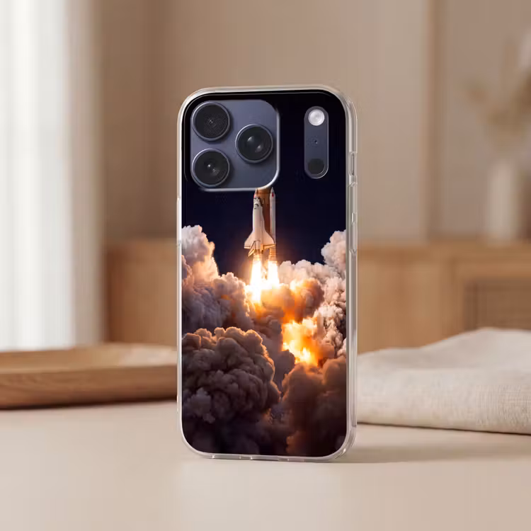Telefoonhoesje - Ruimtevaartuig - Lancering - Sterren - Ruimtevaartuig - Lancering - Sterren Telefoonhoesje iPhone 17 Pro klein