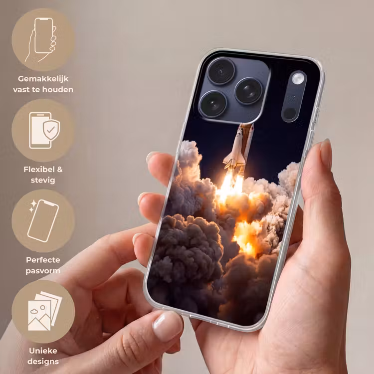 Telefoonhoesje - Ruimtevaartuig - Lancering - Sterren - Ruimtevaartuig - Lancering - Sterren Telefoonhoesje iPhone 17 Pro klein