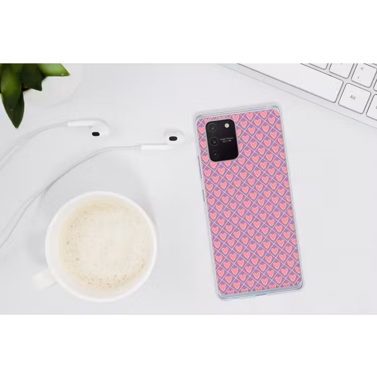Ruit - Patroon - Paars - Hartjes Telefoonhoesje Samsung Galaxy S10 Lite klein 364 -oordopS10Lite