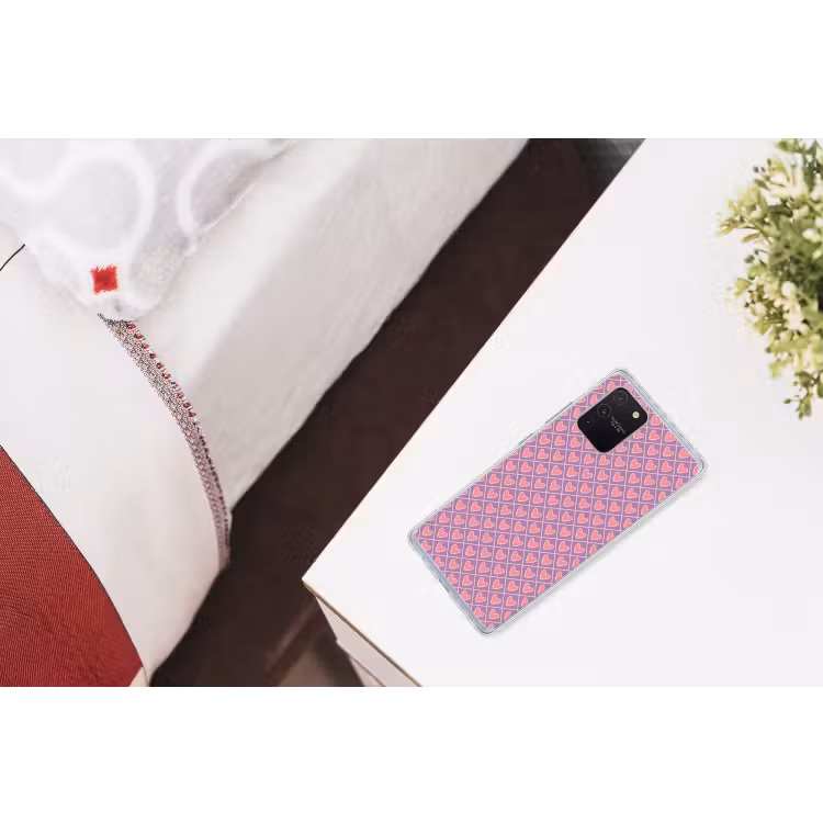 Ruit - Patroon - Paars - Hartjes Telefoonhoesje Samsung Galaxy S10 Lite klein 364 -kamerS10Lite