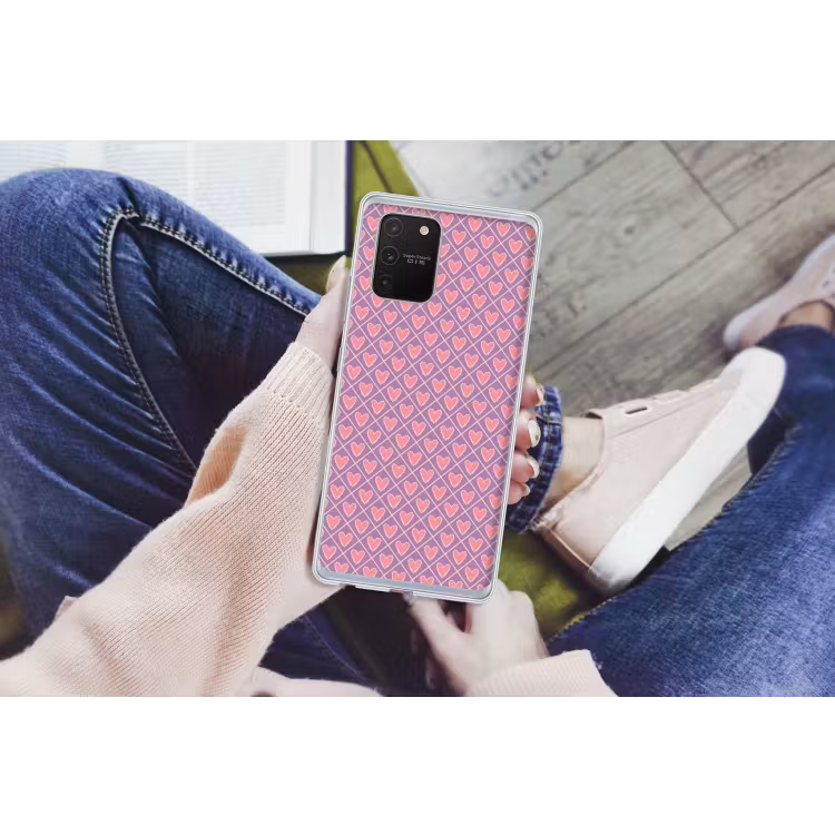 Ruit - Patroon - Paars - Hartjes Telefoonhoesje Samsung Galaxy S10 Lite klein 364 -handS10Lite