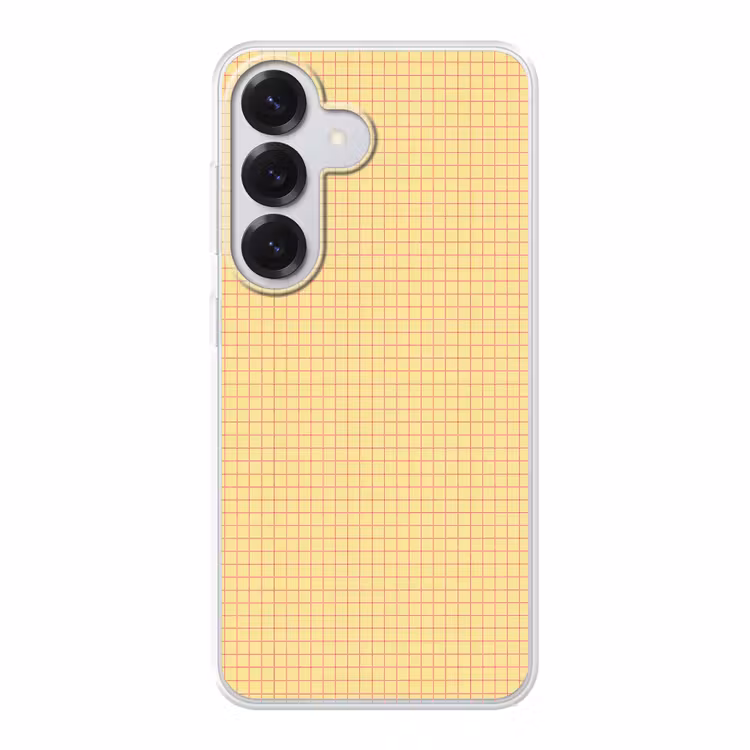Ruitjes - Grid - Minimalistisch - Geel - Roze Telefoonhoesje Samsung Galaxy S26 klein 975 -3d