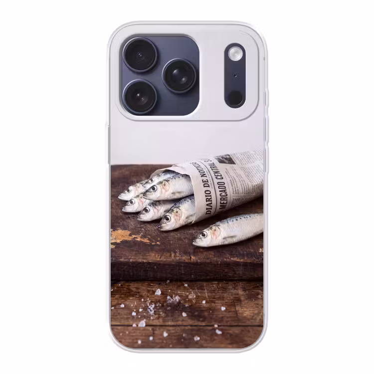 Telefoonhoesje - Sardientje - krant - snijplank - Sardientje - krant - snijplank Telefoonhoesje iPhone 17 Pro klein