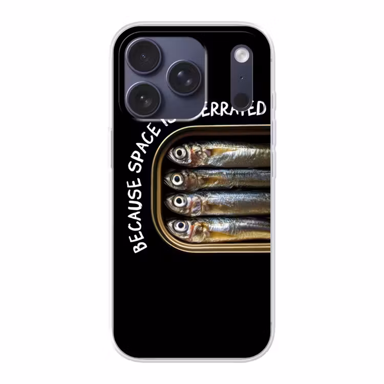 Sardines - Tekst - Vis - Blik Telefoonhoesje iPhone 17 Pro klein -3d