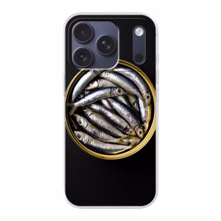 Sardines - Vissen - Rond - Zwart Telefoonhoesje iPhone 17 Pro klein -3d