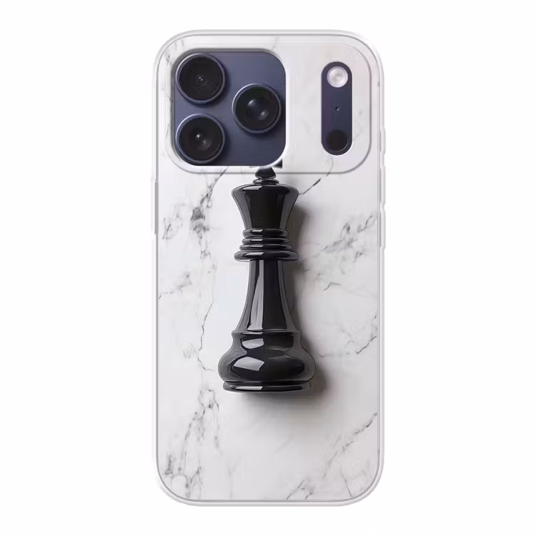 Schaakstuk - Koning - Zwart - Marmer Telefoonhoesje iPhone 17 Pro klein -3d