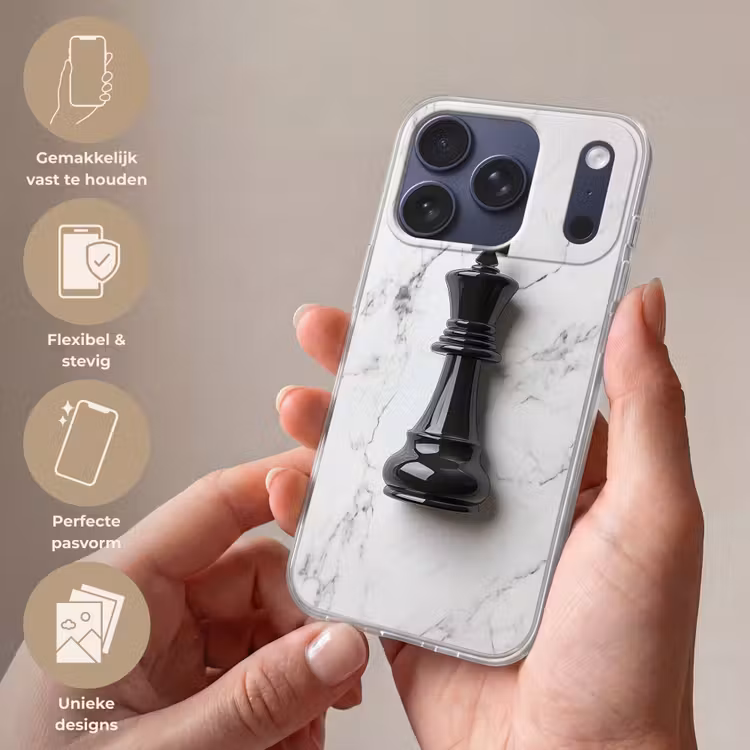 Schaakstuk - Koning - Zwart - Marmer Telefoonhoesje iPhone 17 Pro klein -sfeer3_NL