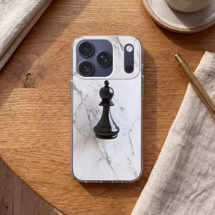 Schaakstuk - Loper - Zwart - Marmer Telefoonhoesje iPhone 17 Pro klein -sfeer1
