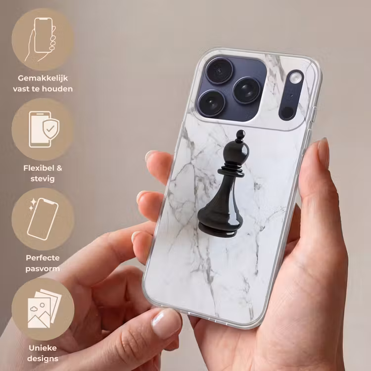 Schaakstuk - Loper - Zwart - Marmer Telefoonhoesje iPhone 17 Pro klein -sfeer3_NL