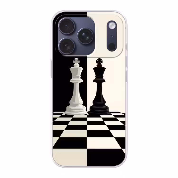 Schaakstukken - Koning - Geblokt - Zwart Telefoonhoesje iPhone 17 Pro klein -3d