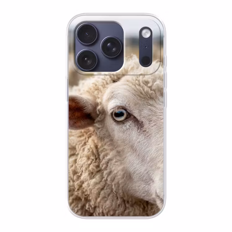 Schaap - Oog - Wit Telefoonhoesje iPhone 17 Pro klein -3d