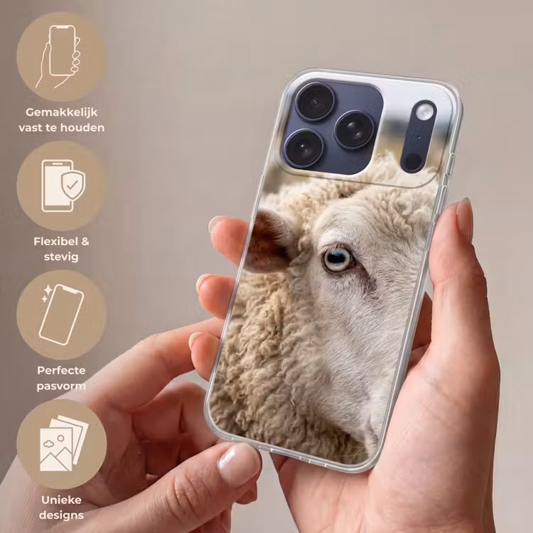 Schaap - Oog - Wit Telefoonhoesje iPhone 17 Pro klein -sfeer3_NL