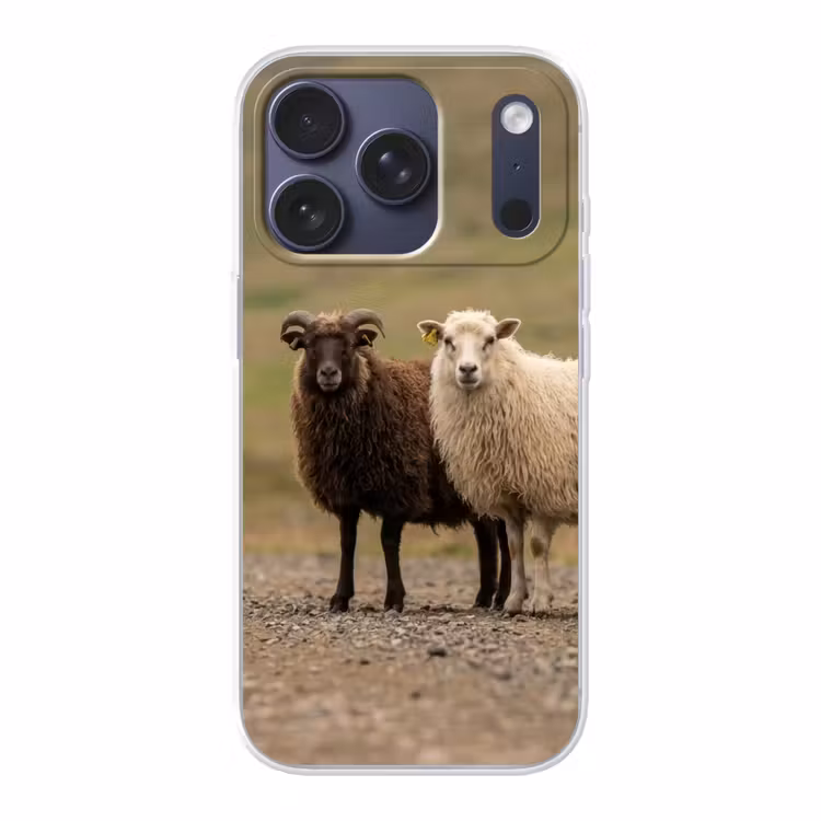 Schapen - Bruin - Wit - Grindpad Telefoonhoesje iPhone 17 Pro klein -3d