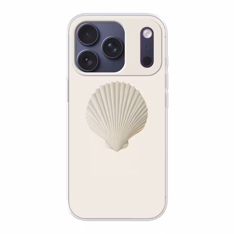 Schelp - Minimalistisch - Wit Telefoonhoesje iPhone 17 Pro klein -3d