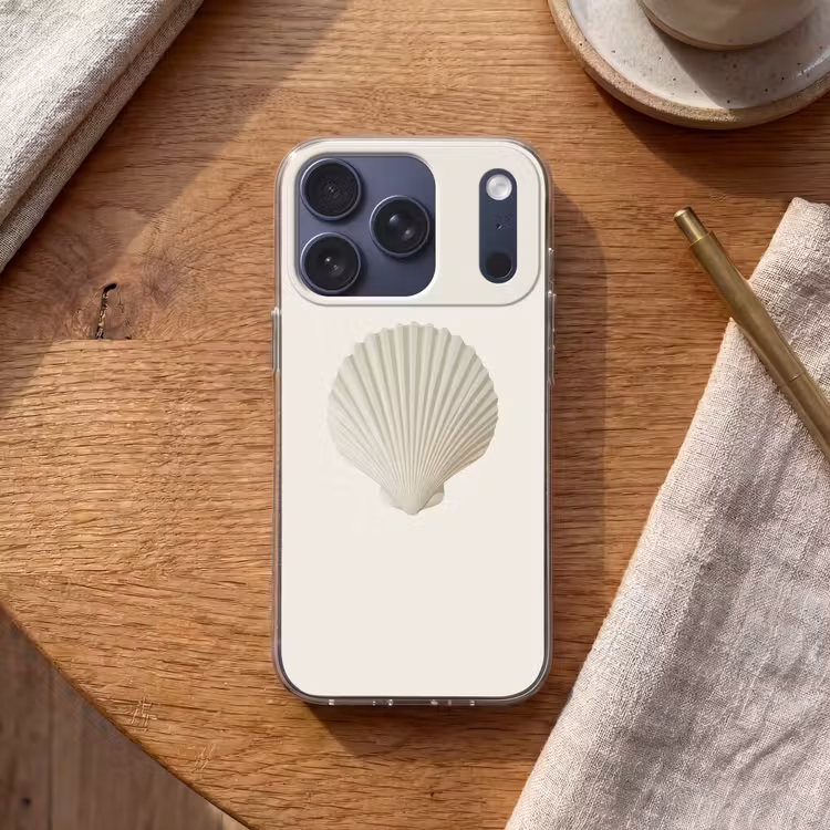 Schelp - Minimalistisch - Wit Telefoonhoesje iPhone 17 Pro klein -sfeer1
