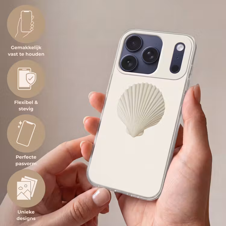 Schelp - Minimalistisch - Wit Telefoonhoesje iPhone 17 Pro klein -sfeer3_NL