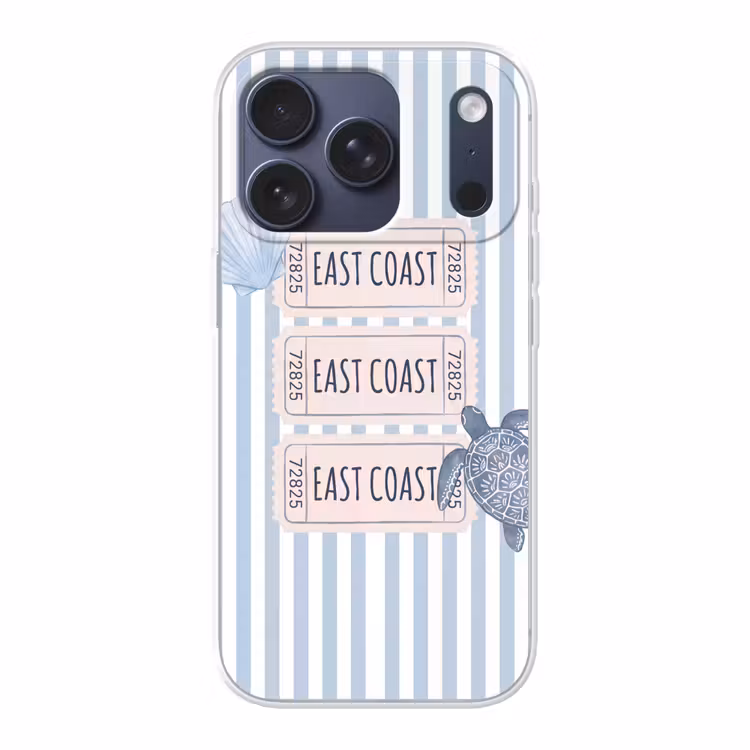 Schelp - Oceaan - Kust - Blauw - Illustratie Telefoonhoesje iPhone 17 Pro klein -3d