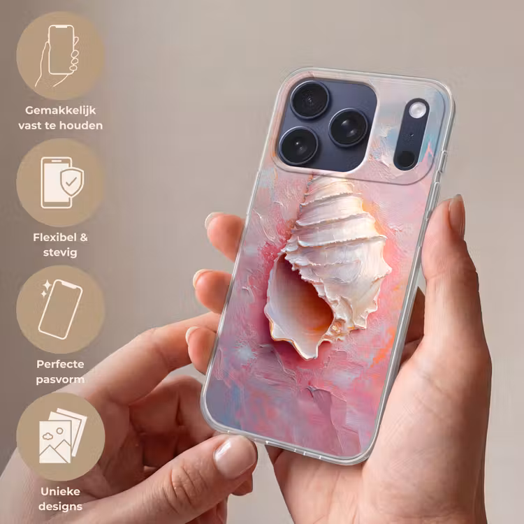Schelp - Pastel - Pink Telefoonhoesje iPhone 17 Pro klein -sfeer3_NL