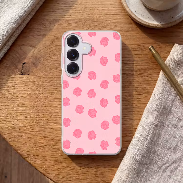 Schelp - Patroon - Zee - Modern - Roze Telefoonhoesje Samsung Galaxy S26 klein -sfeer1