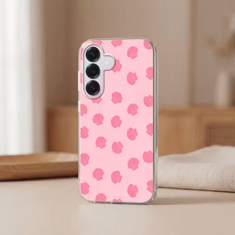 Schelp - Patroon - Zee - Modern - Roze Telefoonhoesje Samsung Galaxy S26 klein -sfeer2