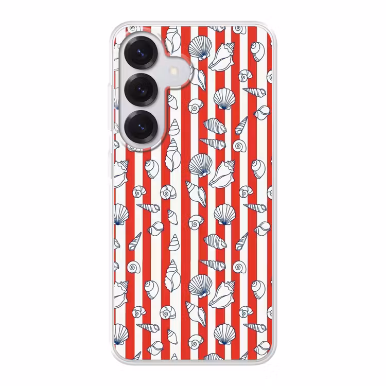 Schelp - Zeedieren - Zomer - Illustratie - Rood - Blauw Telefoonhoesje Samsung Galaxy S26 klein -3d