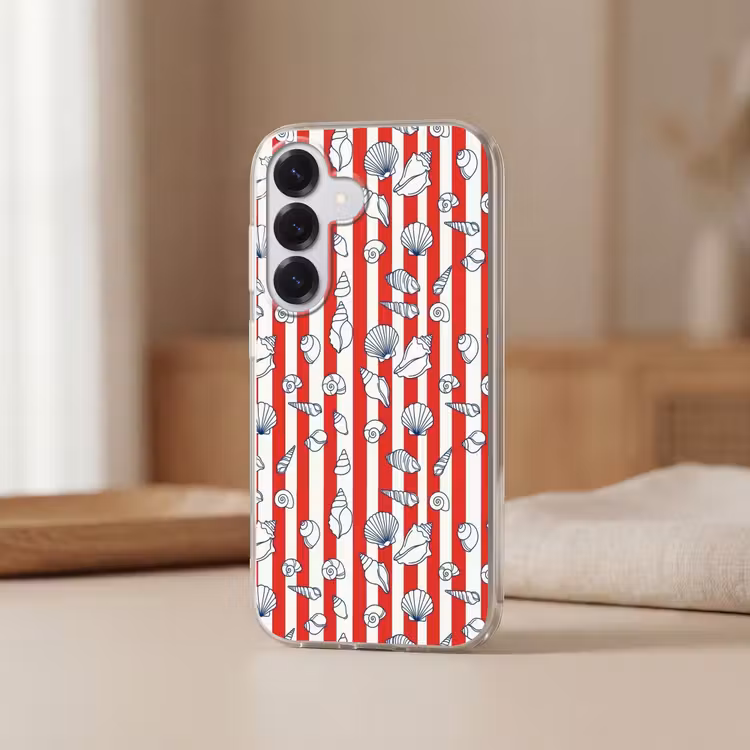 Schelp - Zeedieren - Zomer - Illustratie - Rood - Blauw Telefoonhoesje Samsung Galaxy S26 klein -sfeer2
