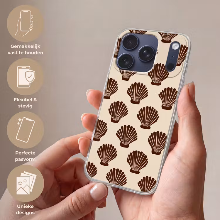Schelpen - Bruin - Patroon Telefoonhoesje iPhone 17 Pro klein -sfeer3_NL