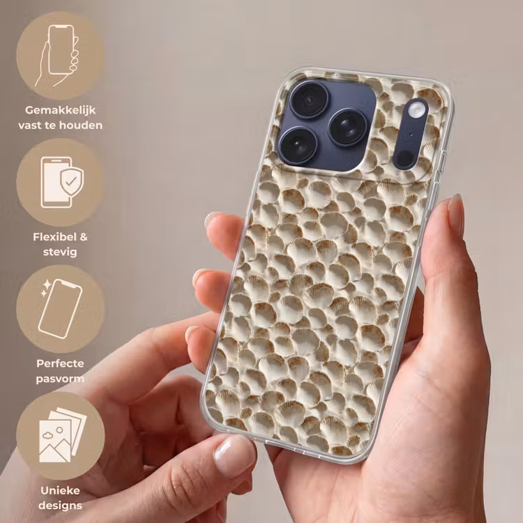 Schelpen - Waaiervorm - Wit Telefoonhoesje iPhone 17 Pro klein 878 -sfeer3_NL