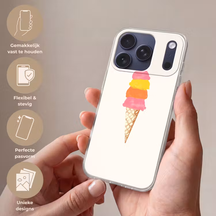 Schepijs - Hoorntje - Illustratie - Minimalistisch Telefoonhoesje iPhone 17 Pro klein -sfeer3_NL