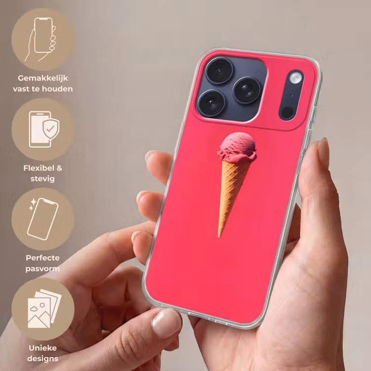 Schepijs - Roze - Hoorntje Telefoonhoesje iPhone 17 Pro klein -sfeer3_NL
