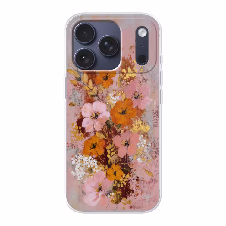 Schilderij - Bloemen - Rustiek - Roze Telefoonhoesje iPhone 17 Pro klein -3d