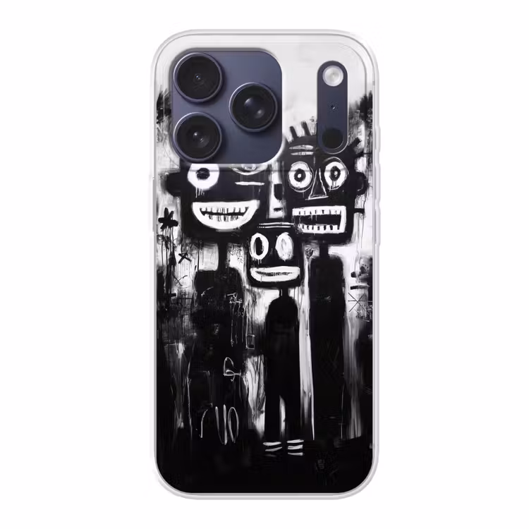 Schilderij - Figuren - Zwart - Abstract Telefoonhoesje iPhone 17 Pro klein -3d