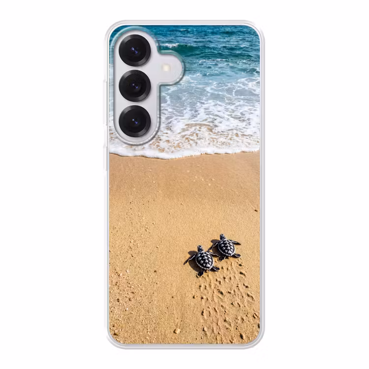 Schildpad - Jong - Strand - Oceaan - Blauw Telefoonhoesje Samsung Galaxy S26 klein -3d