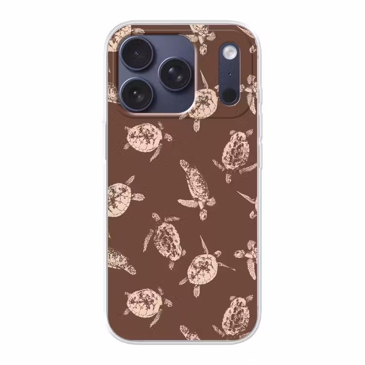 Schildpadden - Patroon - Bruin - Beige Telefoonhoesje iPhone 17 Pro klein -3d