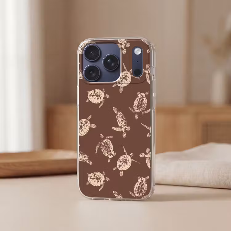 Schildpadden - Patroon - Bruin - Beige Telefoonhoesje iPhone 17 Pro klein -sfeer2