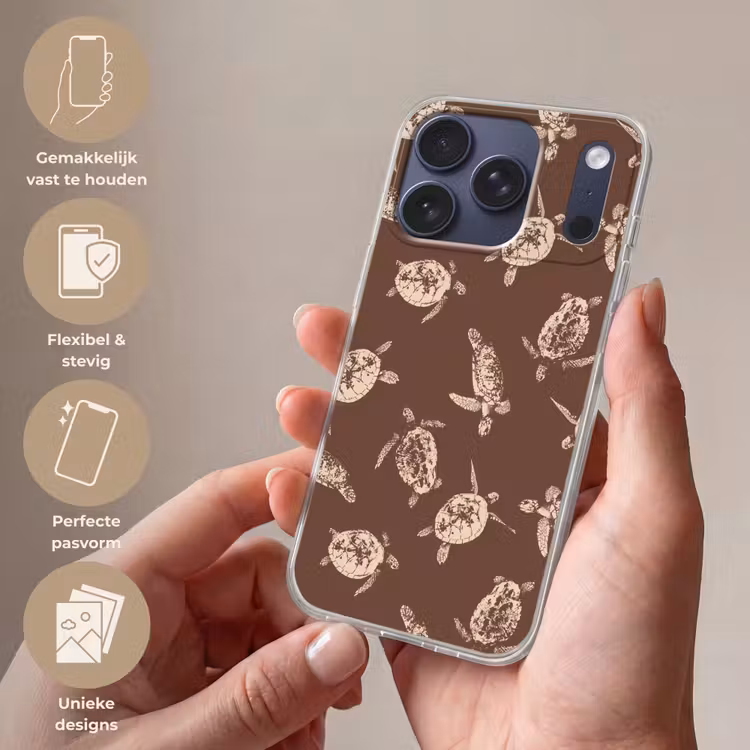 Schildpadden - Patroon - Bruin - Beige Telefoonhoesje iPhone 17 Pro klein -sfeer3_NL