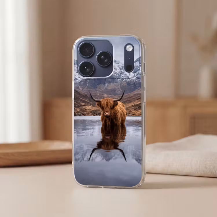 Schotse hooglander - Bruin - Water Telefoonhoesje iPhone 17 Pro klein -sfeer2