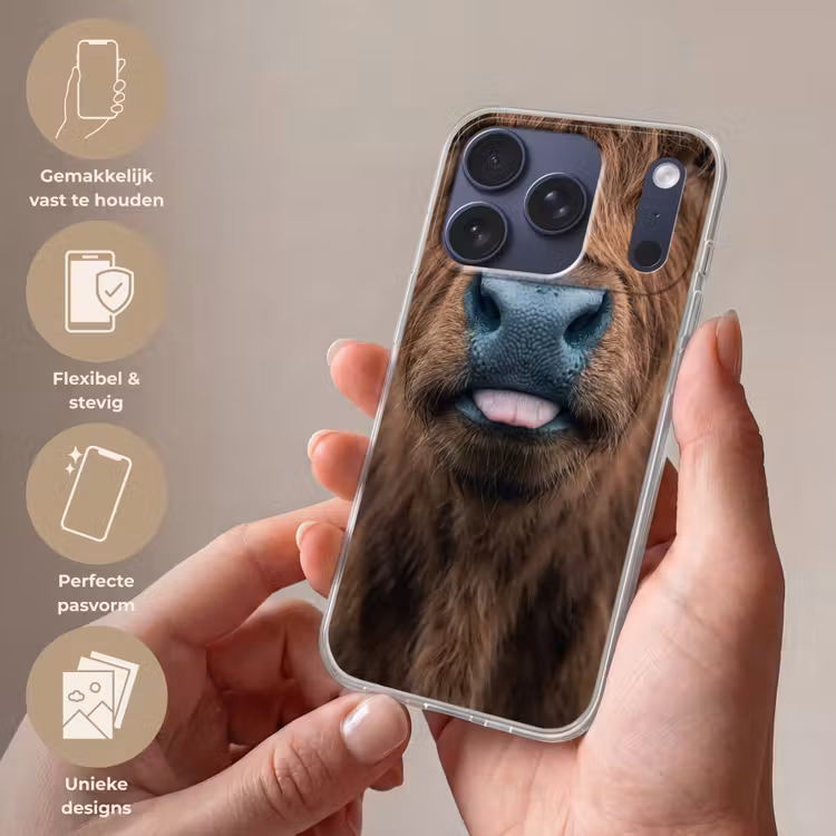 Schotse hooglander - Neus - Bruin Telefoonhoesje iPhone 17 Pro klein -sfeer3_NL